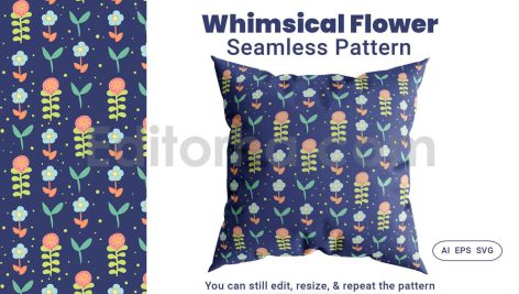 دانلود فایل لایه باز پترن گل خیالی بدون درز Pattern Whimsical Flower