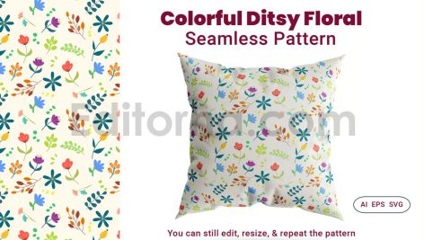 دانلود فایل لایه باز پترن طرح گلدار ریز و یکدست Seamless Pattern Ditsy Floral