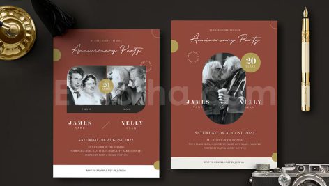 دانلود فایل لایه باز کارت دعوت سالگرد ازدواج Wedding Anniversary Invitation