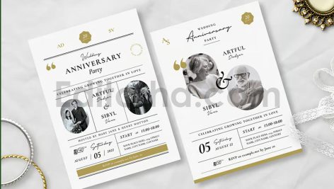 دانلود فایل لایه باز کارت دعوت سالگرد ازدواج Wedding Anniversary Invitation