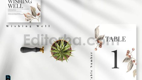 دانلود فایل لایه باز کارت دعوت عروسی گلدار قدیمی Vintage Floral Invitation Set