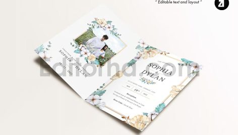 دانلود فایل لایه باز کارت دعوت عروسی گلدار آبرنگی Wedding Invitation