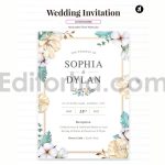 دانلود فایل لایه باز کارت دعوت عروسی گلدار آبرنگی Wedding Invitation