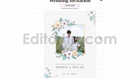 دانلود فایل لایه باز کارت دعوت عروسی گلدار آبرنگی Wedding Invitation