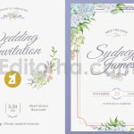 دانلود فایل لایه باز کارت دعوت عروسی آبرنگی Watercolor Wedding Invitation