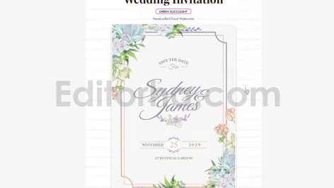 دانلود فایل لایه باز کارت دعوت عروسی آبرنگی Watercolor Wedding Invitation