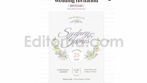 دانلود فایل لایه باز کارت دعوت عروسی آبرنگی Watercolor Wedding Invitation