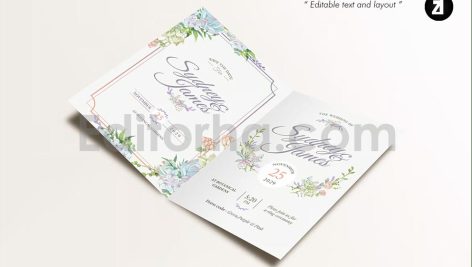 دانلود فایل لایه باز کارت دعوت عروسی آبرنگی Watercolor Wedding Invitation