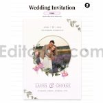 دانلود لایه باز کارت دعوت عروسی حاشیه دار کلاسیک با قاب عکس عروس و داماد