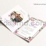 دانلود لایه باز کارت دعوت عروسی حاشیه دار کلاسیک با قاب عکس عروس و داماد