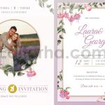 دانلود لایه باز کارت دعوت عروسی حاشیه دار کلاسیک با قاب عکس عروس و داماد