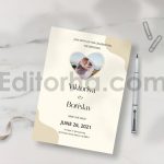 دانلود لایه باز مجموعه کارت دعوت عروسی ساده و مینیمال با قاب عکس عروس و داماد