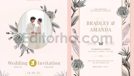 دانلود فایل لایه باز کارت دعوت عروسی سبک قدیمی Wedding Invitation
