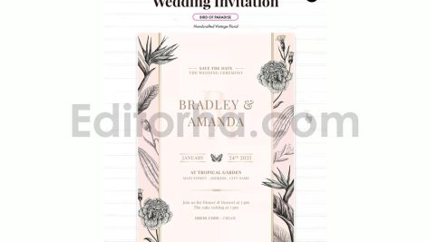 دانلود فایل لایه باز کارت دعوت عروسی سبک قدیمی Wedding Invitation