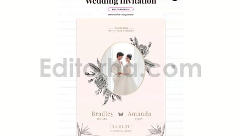 دانلود فایل لایه باز کارت دعوت عروسی سبک قدیمی Wedding Invitation