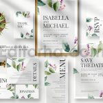 دانلود فایل لایه باز کارت دعوت عروسی گلدار Romantic Floral Invitation Set