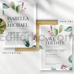 دانلود فایل لایه باز کارت دعوت عروسی گلدار Romantic Floral Invitation Set
