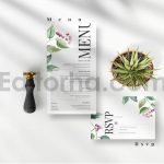دانلود فایل لایه باز کارت دعوت عروسی گلدار Romantic Floral Invitation Set