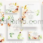 دانلود فایل لایه باز کارت دعوت عروسی گلدار Modern Wedding Invitation Set