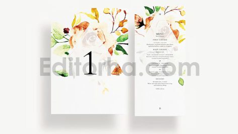 دانلود فایل لایه باز کارت دعوت عروسی گلدار Modern Wedding Invitation Set