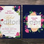 دانلود لایه باز کارت دعوت عروسی گلدار رنگارنگ Flower Wedding Invitation
