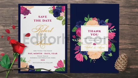 دانلود لایه باز کارت دعوت عروسی گلدار رنگارنگ Flower Wedding Invitation