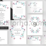 دانلود فایل لایه باز کارت دعوت عروسی گلدار آبرنگی Watercolor Wedding Suite