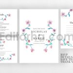 دانلود فایل لایه باز کارت دعوت عروسی گلدار آبرنگی Watercolor Wedding Suite