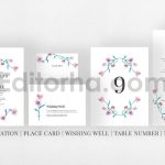 دانلود فایل لایه باز کارت دعوت عروسی گلدار آبرنگی Watercolor Wedding Suite