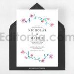 دانلود فایل لایه باز کارت دعوت عروسی گلدار آبرنگی Watercolor Wedding Suite