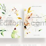 دانلود فایل لایه باز کارت دعوت عروسی گلدار Modern Wedding Invitation Set