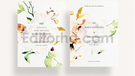 دانلود فایل لایه باز کارت دعوت عروسی گلدار Modern Wedding Invitation Set