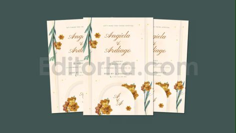 دانلود فایل لایه باز کارت دعوت عروسی گلدار زیبا Elegant Wedding Invitation