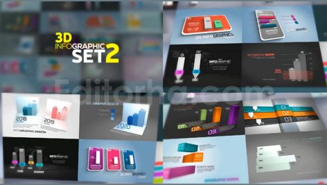 دانلود پروژه آماده افترافکت: نمودار اینفوگرافیک سه بعدی 3D Infographics Set 2