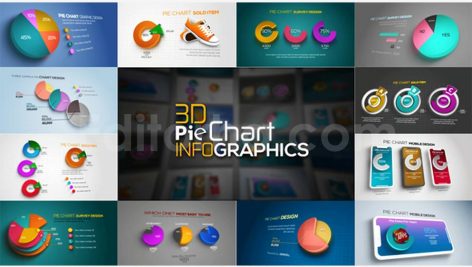 دانلود پروژه آماده افترافکت: پکیج اینفوگرافیک دایره ای 3D Pie Chart Infographics