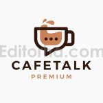 دانلود فایل لایه باز لوگو فنجان قهوه با نماد گفتگو Coffee Talk Chat Bubble Logo