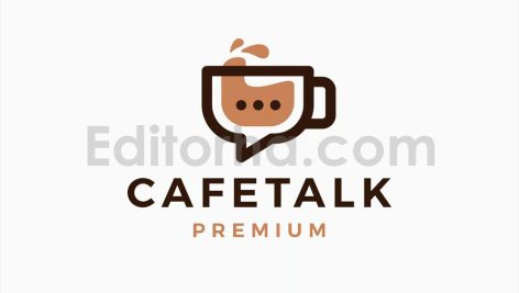 دانلود فایل لایه باز لوگو فنجان قهوه با نماد گفتگو Coffee Talk Chat Bubble Logo