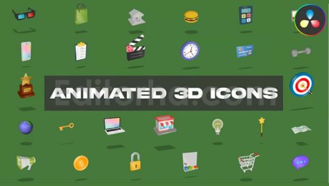 پروژه آماده داوینچی ریزالو: آیکون سه بعدی متحرک Animated 3D Icons