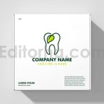دانلود فایل لایه باز لوگو دندان و طرح برگ مینیمال Dental Leaf Logo Template