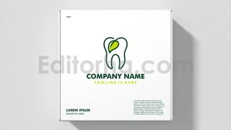 دانلود فایل لایه باز لوگو دندان و طرح برگ مینیمال Dental Leaf Logo Template