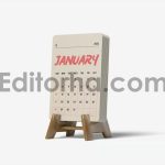 موکاپ تقویم رومیزی با استند چوبی4