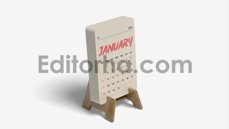 موکاپ تقویم رومیزی با استند چوبی5