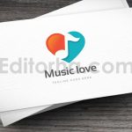 دانلود فایل لایه باز لوگو موسیقی با طرح قلب Music Love Logo Template