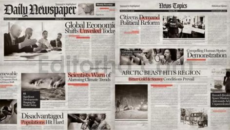 دانلود پروژه آماده افترافکت: اینترو نمایش تیتر روزنامه Newspaper Video