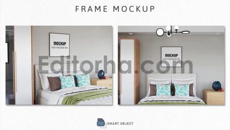 موکاپ قاب عکس اتاق خواب
