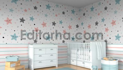 موکاپ دیواره نگاره اتاق کودک2