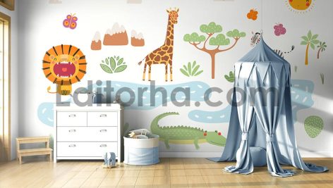 موکاپ دیواره نگاره اتاق کودک4