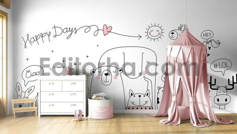 موکاپ دیواره نگاره اتاق کودک2