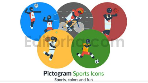 دانلود پروژه آماده افترافکت: آیکون پیکتوگرام ورزشی Pictogram Sports Icons