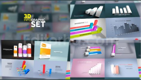 دانلود پروژه آماده افترافکت: نمودار اینفوگرافیک سه بعدی 3D Infographics Set